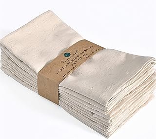 Fingercraft Dinner Cloth Napkins, Cotton Linen Blend 12 Pack Natural Pre...