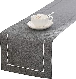 Tosewever Decorative Linen Table Runner Farmhouse Style Tabletop Collect...