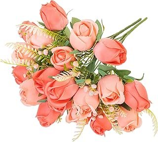 Artificial Rose Flower 20 Heads 2 Bundles Bridal Bouquet Silk Rose Bulk ...