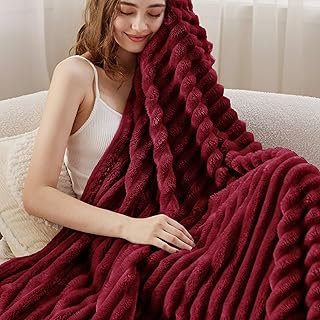 Bedsure GentleSoft Deep Red Fleece Blanket for Couch - Cozy Soft Blanket...