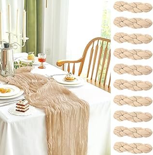 10 Packs CoFashion Champagne Cheesecloth Table Runner Sheer Champagne Ta...