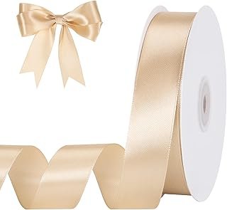 Champagne Ribbon 1 Inch 50 Yards Gold Satin Ribbon for Bows Gift Wrappin...