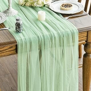 Artoid Mode Light Green Gauze Table Runner 120 Inch 10FT, Seasonal Sheer...