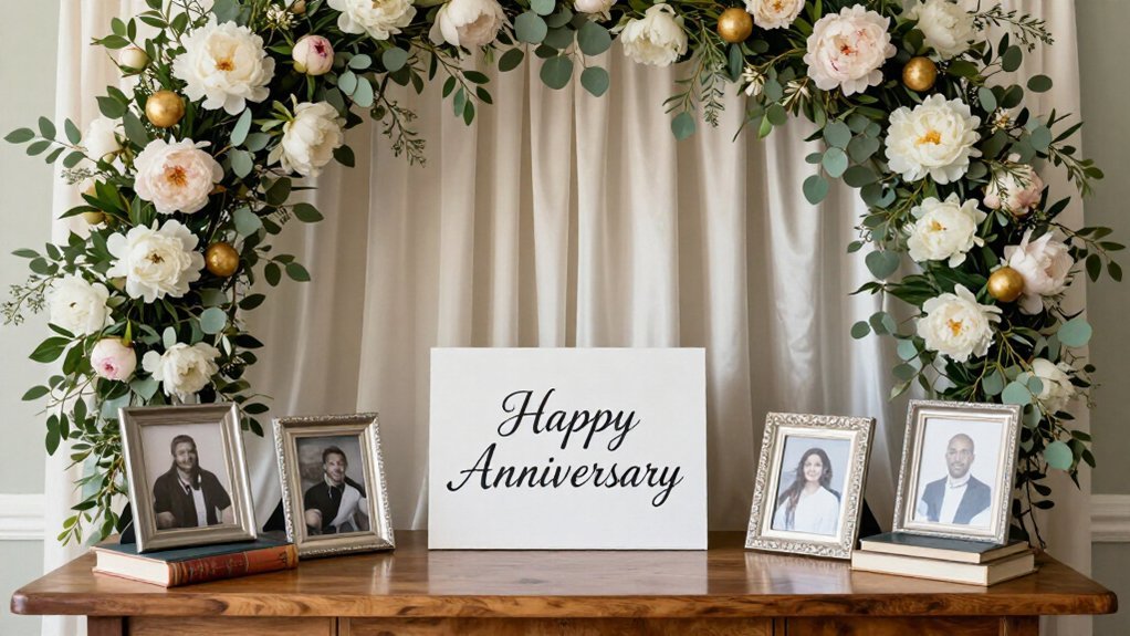 announcement worthy anniversary backdrop setup