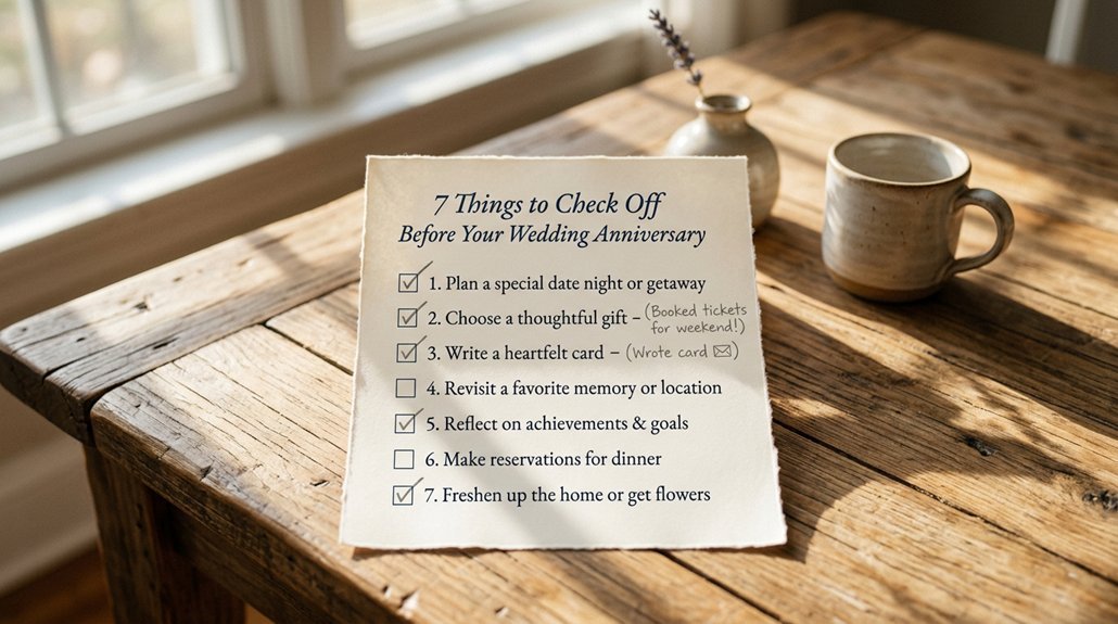 checklist items for anniversary